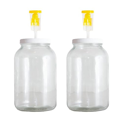 Craft A Brew - For Home Brewing Beer, Wine, Cider, and More - Includes Two 1 Gallon Glass Fermenter Jars, Lids, and Airlocks - Fermentation Jar 2-pack