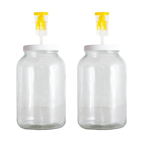 Craft A Brew - For Home Brewing Beer, Wine, Cider, and More - Includes Two 1 Gallon Glass Fermenter Jars, Lids, and Airlocks - Fermentation Jar 2-pack