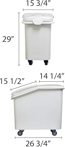 TrueCraftware- 27 Gallon Shelf Ingredient Bin (430 Cups) White with Clear Sliding Lid Casters & Measuring Scoop- Plastic Kitchen Pantry Storage Bin for Dry Food Flour Sugar Kitchen Restaurant - size: 27 Gallon