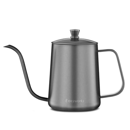 Easyworkz Gage Gooseneck Pour Over Coffee Kettle 20 oz Stainless Steel Hand Drip Coffee Pot with Long Narrow Spout - color: Black