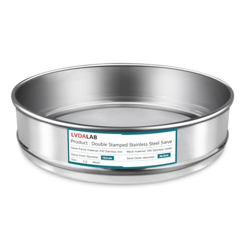 304 Stainless Steel Mesh Lab Sieve, 16 Mesh(1.18mm) Aperture Test Sieve, 7.9Inch(20cm) Diameter Economy Standard Analysis Sample Test Sieves for Industrial Laboratory Homes - size: 16Mesh(1.18mm)/Ф7.9in