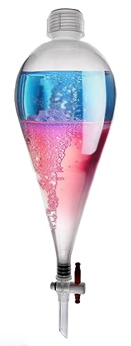 Eisco Separatory Funnel, 500mL - Polypropylene Plastic - Ungraduated - PP Stopcock with PTFE Plug - Leak-Proof Screw Cap