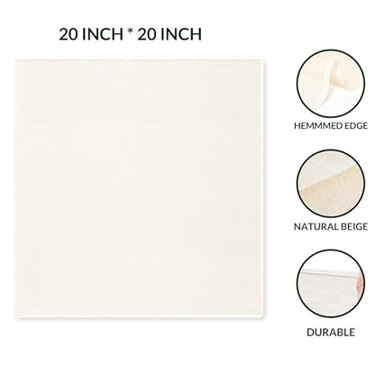 6-Pack Beige Cheesecloth, 20x20 Inch Hemmed Cheese Cloth for Straining, Reusable Unbleached Cotton Strainer for Cooking, Baking, Juicing, and Cheese Making (Grade 100)