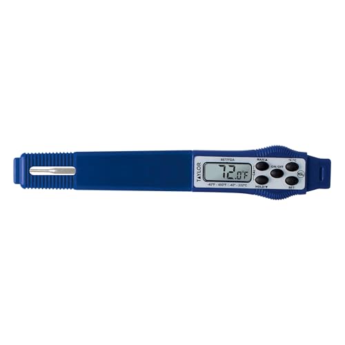 Taylor 9877FDA Compact Waterproof Digital Food Thermometer, 2.81 Inch Stem Length with FDA-Recommended 1.5mm Probe, NSF Certified, Blue