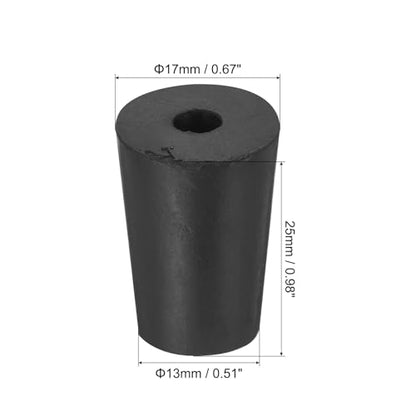 MECCANIXITY Rubber Tapered Plug 13mm to 17mm Solid Test Tubes Bungs Stopper with Hole Black for Lab Home 16 Pieces - size: 13mm-17mm