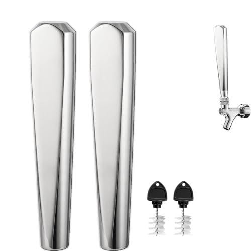 2 PCS Beer Faucet Handles All 304 Stainless Steel Keg Tap Handle Standard 3/8" Thread American Draft Beer Tap Handles for kegerator Tower for bar - size: Pack of 2