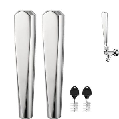2 PCS Beer Faucet Handles All 304 Stainless Steel Keg Tap Handle Standard 3/8" Thread American Draft Beer Tap Handles for kegerator Tower for bar - size: Pack of 2