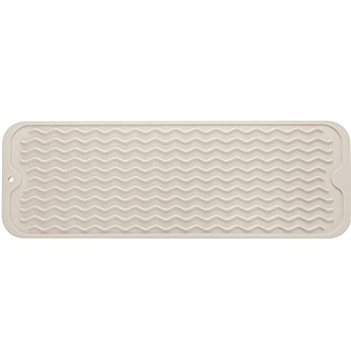 MicoYang Silicone Dish Drying Mat for Multiple Usage,Easy clean,Eco-friendly,Heat-resistant Silicone Mat for Kitchen Counter,Sink,Bar,Bottle,or Cup Tapioca M 17 inches x 6 inches - color: Tapioca, size: 17"L x 6"W