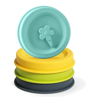 Silicone Mason Jar Lids with Straw Hole for Regular & Wide Mouth Jars | Regular and Wide Mouth Compatible, With Straw Hole, With Stopper,BPA Free,Dishwasher Safe - color: light color 4pcs