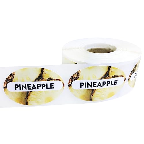 Pineapple Grocery Store Food Labels 1.25 x 2 Inch Oval Shape 500 Total Adhesive Stickers - color: Pineapple