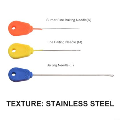 Baiting Needle Set, 4-Piece Carp Fishing Boilie Bait Drill Tool Kit with Gated Latch for Hair Rigs, Worms, Pellets, and Meat Baits