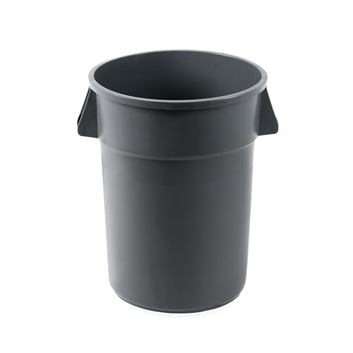 PRO&Family Commercial Round Trash Can, Ingredient Bin, Heavy-Duty Plastic, Anti-Static, Kitchen, Office, Outdoor Use (Gray, 44 Gallon) - color: Gray, size: 44 Gallon
