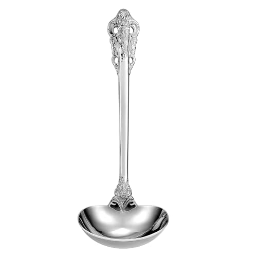 KEAWELL Premium 7.5 inch Luxury Gravy Ladle, 18/10 Stainless Steel, Small Gravy Spoon for Home. Solid and Sturdy, Dishwasher Safe. (1, Silver) - color: Silver