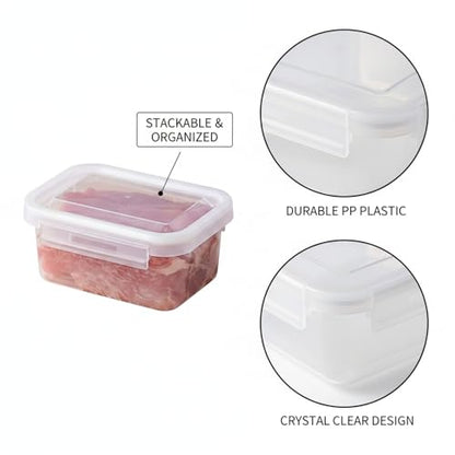 Food Storage Containers with Lids, Stackable PP Plastic Bins for Refrigerator & Pantry Organization, Clear Design for Leftovers and Prep Ingredients - size: 4.69 x 3.35 x 2.15 in