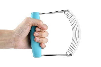 Spring Chef XL Dough Blender Tool For Baking, Heavy Duty Pastry Blender, Stainless Steel Pastry Cutter with Durable Blades, Dough Mixer, Butter Cutter for Easy Mixing, Dishwasher Safe - Aqua Sky | Heavy Duty Dough Mixer with Stainless Steel Blades, Butter