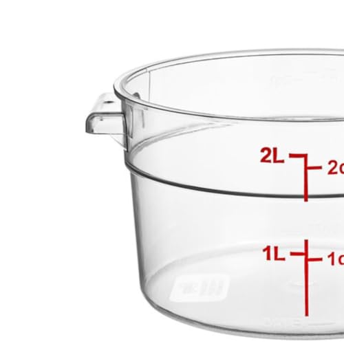 TrueCraftware- 2 Quart Clear Round Food Storage Container Polycarbonate- Commercial Reusable Food Container Canister with Measurement Markings for Meal Prep Pantry Kitchen - size: 2 Quart