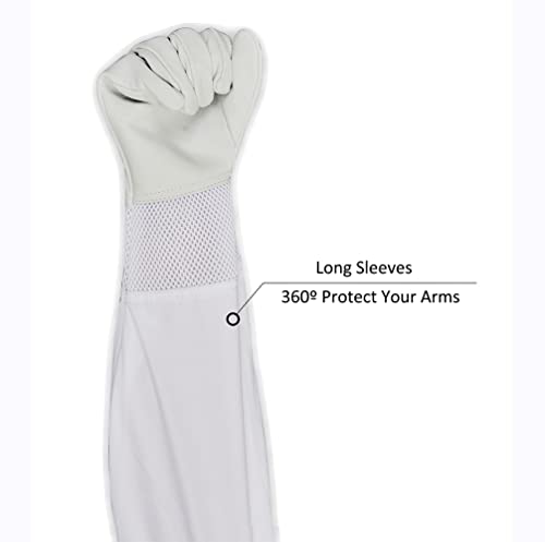 Beekeeping Supply Goatskin Leather Beekeeper Gloves with Vent Long Canvas Sleeve & Elastic Cuff XL