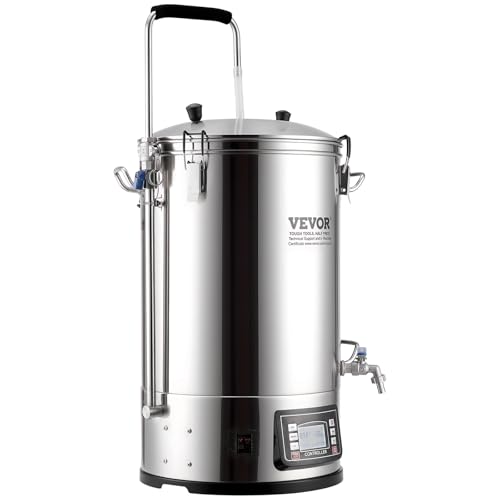 VEVOR Electric Brewing System, 9.2 Gal/35 L Brewing Pot, All-in-One Home Beer Brewer w/Pump, Mash Boil Device w/Panel, Auto/Manual Mode 100-1800W Power 25-100℃ Temp 1-180 min Timer Recipe Memory - size: 9.2 Gal