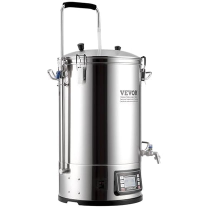 VEVOR Electric Brewing System, 9.2 Gal/35 L Brewing Pot, All-in-One Home Beer Brewer w/Pump, Mash Boil Device w/Panel, Auto/Manual Mode 100-1800W Power 25-100℃ Temp 1-180 min Timer Recipe Memory - size: 9.2 Gal