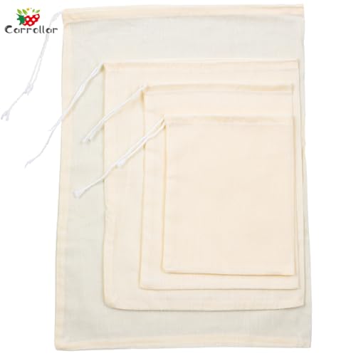 4Pack Nut Milk Bags,4 Sizes Unbleached Cotton Cheesecloth Bags,Food Strainer Bags,Reusable Muslin Strainer Bags for Yogurt,Juice,Wine,Cheese making(5x6.3"/6x8"/8x10"/10x14") - size: 5x6.3"/6x8"/8x10"/10x14"