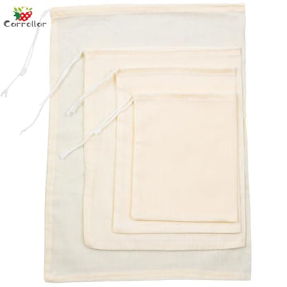 4Pack Nut Milk Bags,4 Sizes Unbleached Cotton Cheesecloth Bags,Food Strainer Bags,Reusable Muslin Strainer Bags for Yogurt,Juice,Wine,Cheese making(5x6.3"/6x8"/8x10"/10x14") - size: 5x6.3"/6x8"/8x10"/10x14"