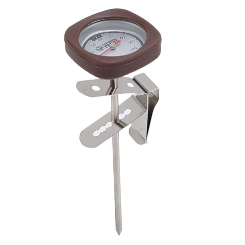 Instant Read Pocket Milk Frothing Thermometer with Clip, 304 Stainless Steel, Square Shape, Black, for Chocolate and Coffee Drinks (Brown) - color: Brown