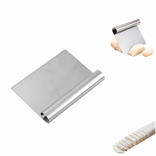 5.9" Professional Stainless Steel Dough Scraper and Bench Knife with Measurement Scale, Multi-Purpose Pastry Cutter for Baking, Pizza, Grill, Dough, Vegetables