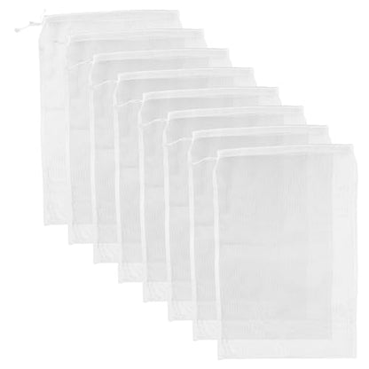 8 Pcs Fine Mesh Strainer Bags, 14x9.65in Quality Reusable Nylon Nut Milk Bag High-Density 200 Micron Filter with Drawstring Food-Safe Cheesecloth for Straining Cheese Juicing Tea Coffee Yogurt Tofu