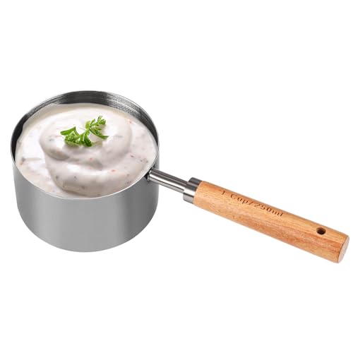 Malmo Measuring Cup with Wooden Handle, 1 Cup Titanium-plating 250 Ml Stainless Steel, Space Gray - size: 1 Cup