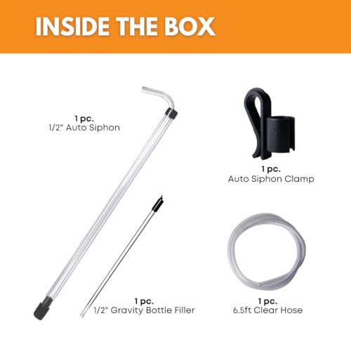 FastRack Auto Clamp 1/2" Gravity Filler w/ 6.5' ft Hose Siphoning Kit w/Food Grade BPA Free Plastic, Tubing for Beer or Wine, Carboy Bottle Filling, Clear