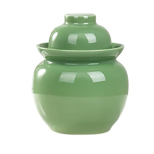 Fermentation Jar Traditional Chinese Porcelain Pickle Jar,Ceramics Fermenting Crock Kit with Water Seal Airlock Lid, Pickle Jar for Pickles Kimchi, Sauerkraut 1.75Kg - size: 1.75Kg