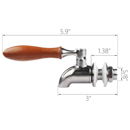 1 Pack Stainless Steel Spigot Long Wooden Handle Beverage Dispenser Spigot Replacement Metal Faucet for Glass Jar, Drink Dispenser by MUGLIO - color: Wooden Handle