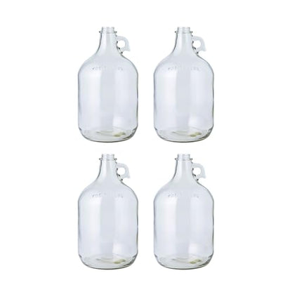 Fastrack 4-Pack 1 Gallon Glass Jug (128 oz) with White Plastic Caps – Multipurpose 1 Gallon Jug, & Detergent Dispenser for Laundry, Glass Jar for Liquids, Water & Juice - style: 4 Pack