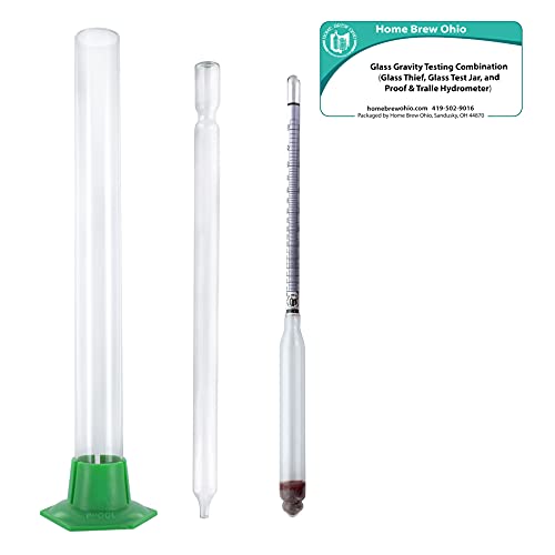 Home Brew Ohio Glass Gravity Testing Combination (Glass Thief, Glass Test Jar, and TProof and Tralle Hydrometer) For Spirits