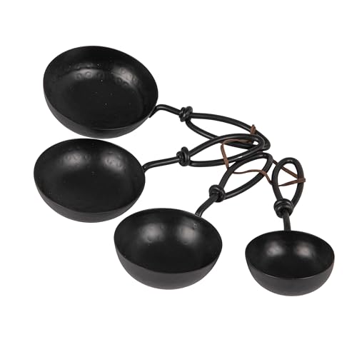 Creative Co-Op Hammered Stainless Steel Scoops, Black, Set of 4 - color: Black