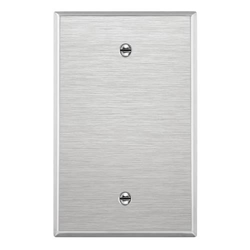 ENERLITES Blank Device Metal Midway Size Wall Plate, Corrosion Resistant, Mid-Size 1-Gang 4.88" x 3.11", UL Listed, 7701M, 430 Stainless Steel, Silver - color: Stainless Steel, size: Midsize