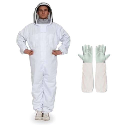 Professional Bee Suit for Men Women, Beekeeping Suit Beekeeper Suit with Glove &Ventilated Hood, Multi-Size Bee Outfit for Backyard and Bee Keeper for Bee Keeper Catcher Christmas Costume - size: Lightweight XXL