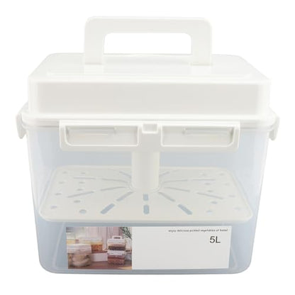 Focket Sauerkraut Container, 5L Wide Mouth Rectangular with Elastic Platen for Airtight Sealing Kimchi Container Four Side Locks Fermentation Crock Vacuum Lid for Pickle Fermentation