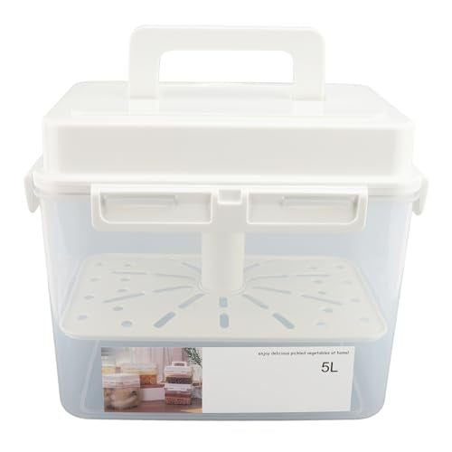 SUNGOOYUE Kimchi Container, PP Pickle Fermentation Storage Container 5L with Sealed Lid and Stainless Steel Press Plate, Food Storage for Kimchi Sauerkraut Pickles Home Kitchen