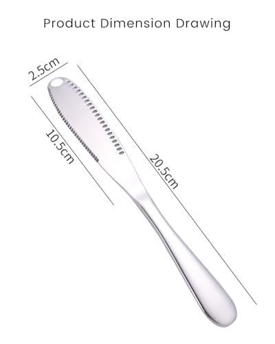 Stainless Steel Butter Spreader Flatware with Holes, 3-in-1 Multi-Functional Butter Knife for Spreading, Curling, and Slicing - Used for Cheese, and Jam (Silver)