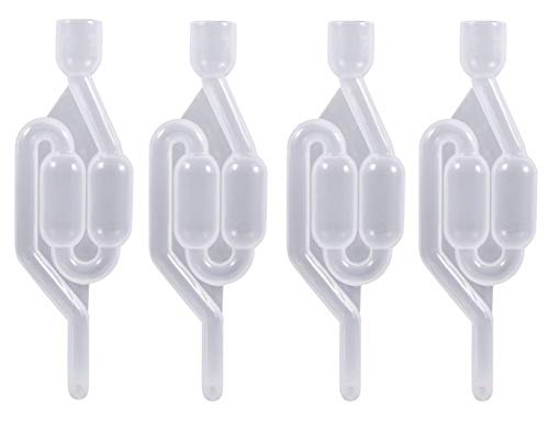 4 Piece S-Shape Air Lock Twin Bubble Plastic Grommet Homebrew Fermentation Wine Valve Wine Beer Making Twin Bubble Fermentation
