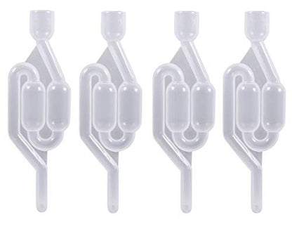 4 Piece S-Shape Air Lock Twin Bubble Plastic Grommet Homebrew Fermentation Wine Valve Wine Beer Making Twin Bubble Fermentation