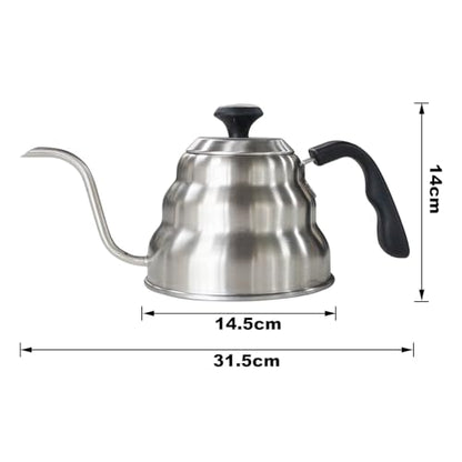 Gooseneck Kettle 1000ml for Pour Over Coffee Stovetop – Stainless Steel Coffee Pot with Precision Spout, 304 Food-Grade BPA-Free, Heat-Resistant Handle, for Gas Electric Ceramic Stove - size: 1000ML