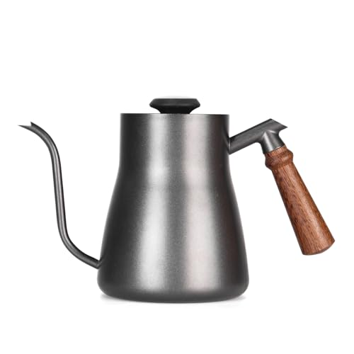 Pour-over kettle with thermometer, 850ml capacity, leak-proof one-piece 304 stainless steel gooseneck spout, food-grade easy-clean, suitable for pour-over coffee, French press, and tea. (850ml) - size: 0.9 Quarts