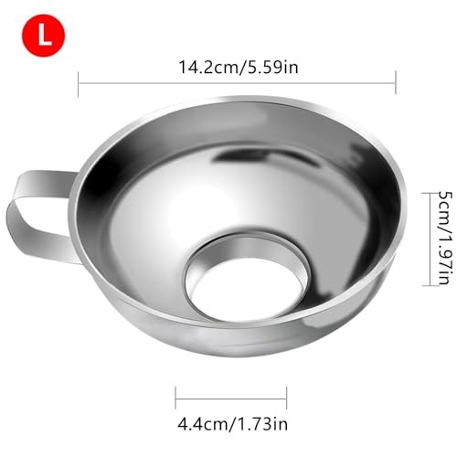 Canning Funnel - Grade Stainless Steel Wide Mouth Funnels for Kitchen Use | Supplies Kit for Wide and Regular Mason Jars - color: L