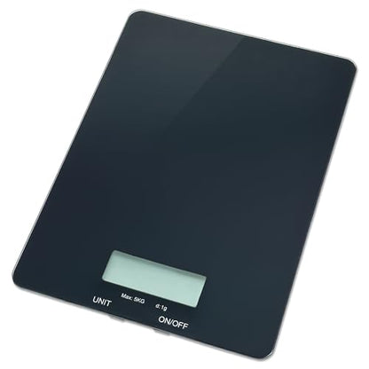 Glass Platform Digital Kitchen Scale - for Food Coffee Lab - LCD Display gram Ounces lb:oz fl.oz ml - 11 LB/5 KG Capacity - Battery Included - Black by The Display Guys - color: Glass - Black