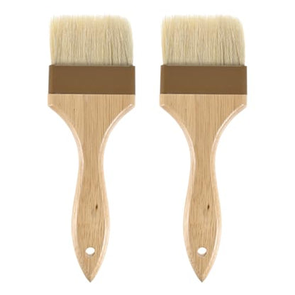 M METERXITY 2-Pack Pastry Brush, Wooden Handle Natural Bristle Basting BBQ Oil Brush for Cooking/Barbecue/Kitchen [3"] - size: 3"