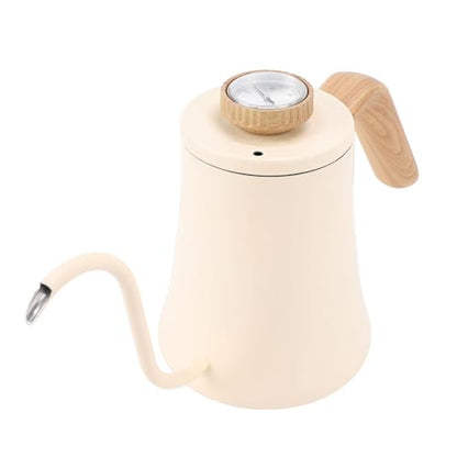 Coffee Kettle 600ML 304 Stainless Steel Gooseneck Pour Over Pot with Thermometer Lid and Anti - Scald Handle - Precise Water Control for Home Brewing and Camping