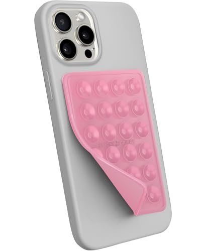 StickyGrippy Suction Phone Case Mount, Sillicon Adhesive Phone Accessory for iPhone and Android, Hands-Free Strong Grip Mirror Shower Phone Holder, Tiktok Videos and Selfies (Pink Glitter) - color: Pink Glitter