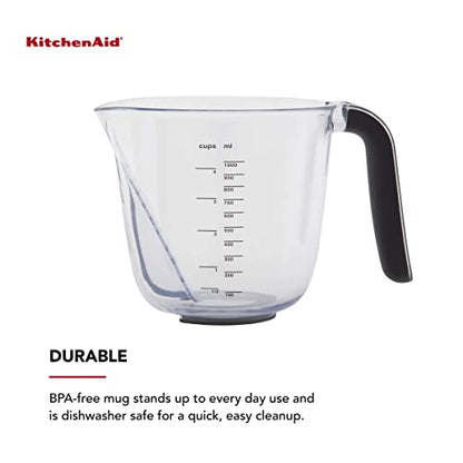 KitchenAid Universal Easy View Angled Measuring Cup, Large, Clear with Black Handle - color: Black, size: Large, style: Angled